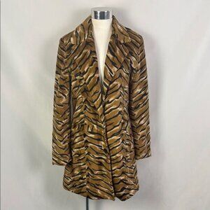 Animal Print Zip Jacket Vintage Faux Fur